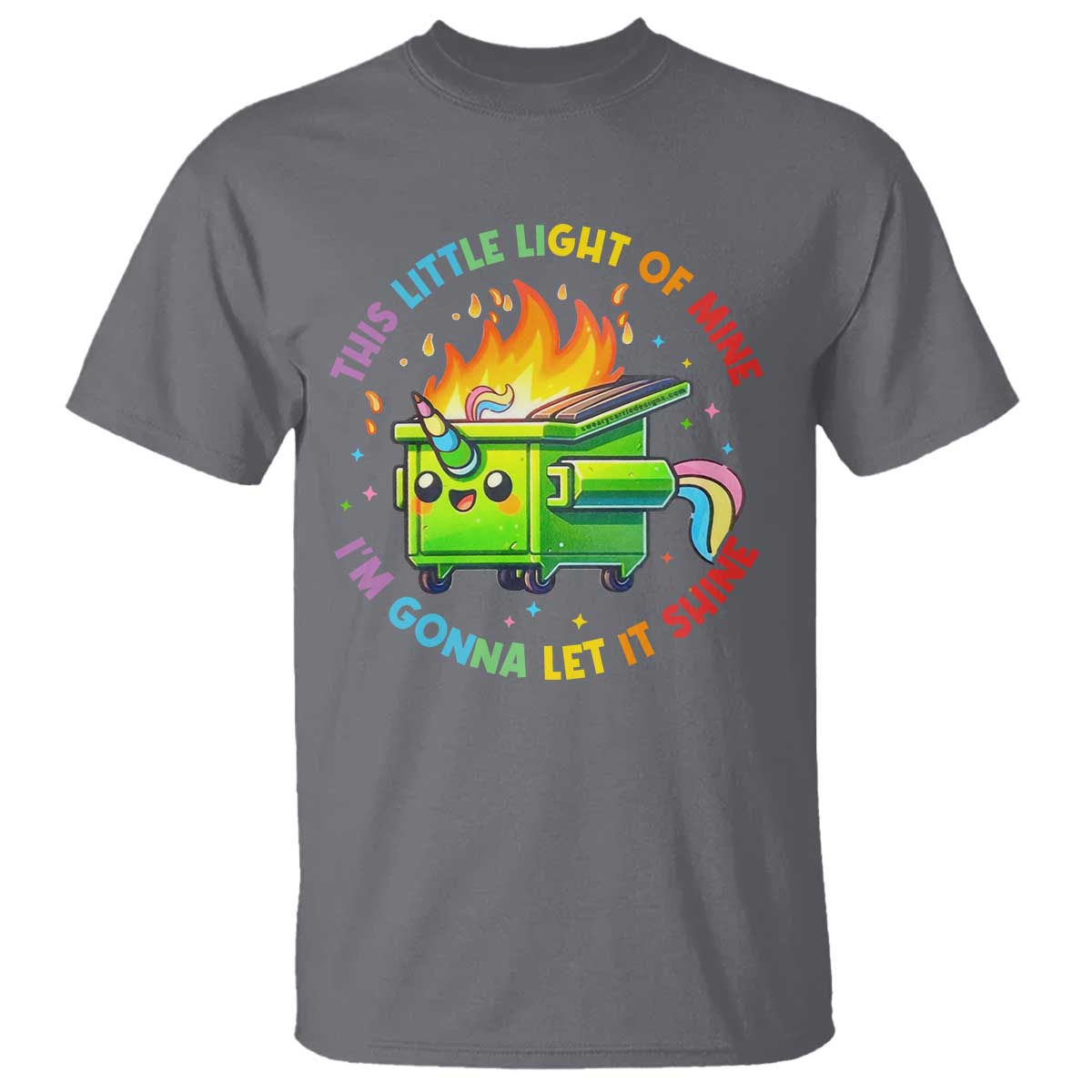 funny-xmas-dumpster-fire-t-shirt-this-little-light-of-mine-unicorn-rainbow