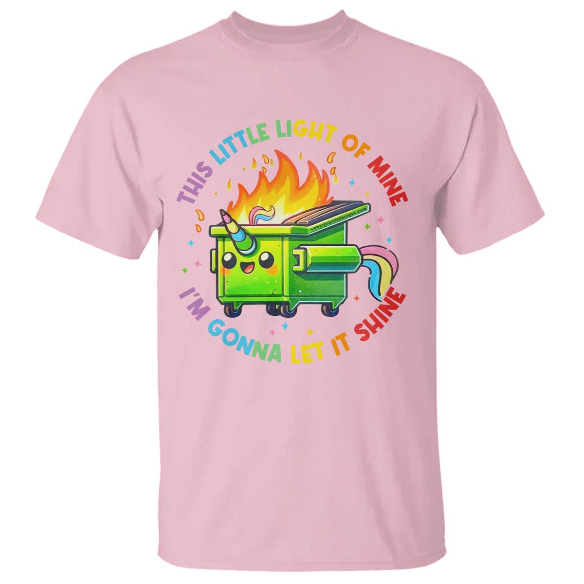 funny-xmas-dumpster-fire-t-shirt-this-little-light-of-mine-unicorn-rainbow