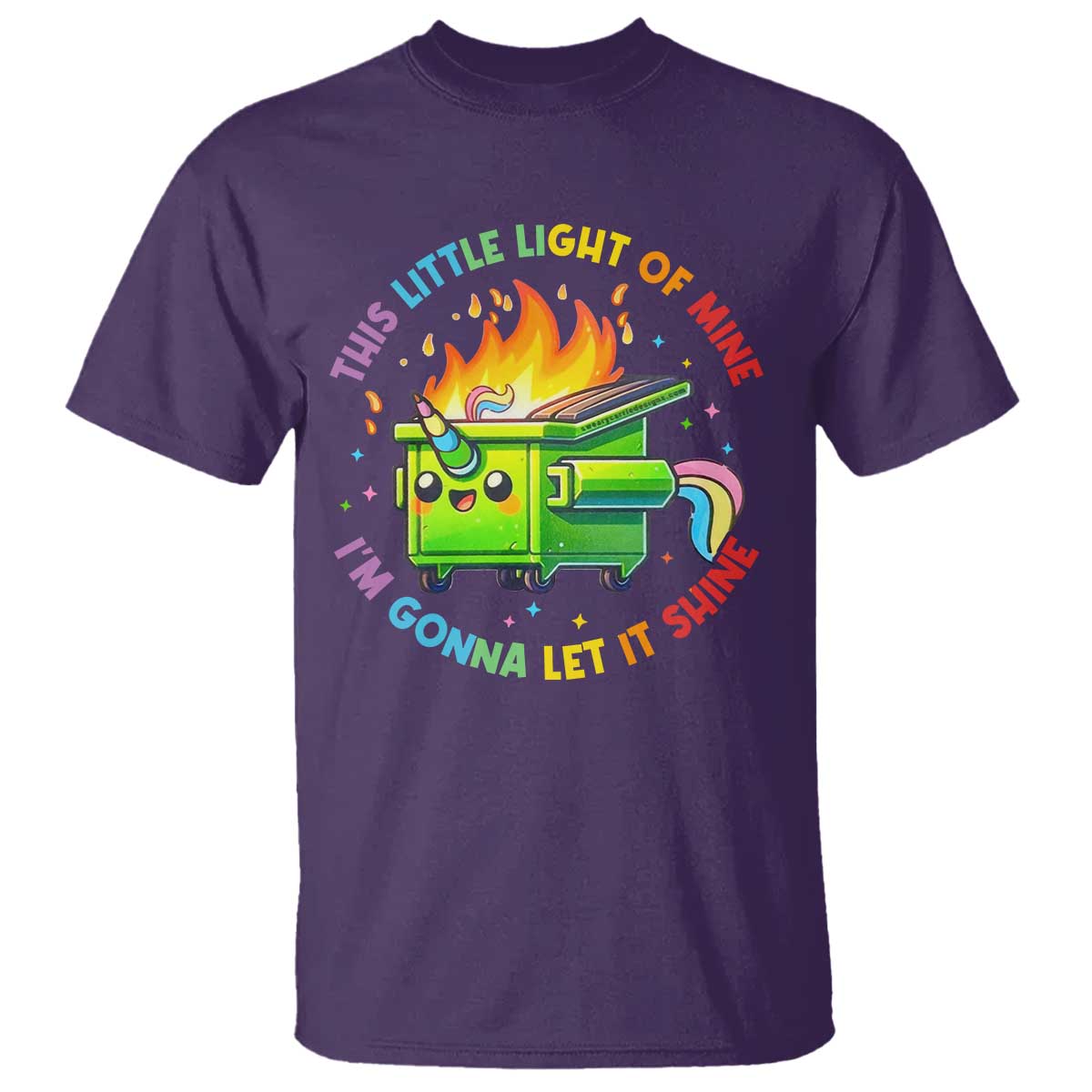 funny-xmas-dumpster-fire-t-shirt-this-little-light-of-mine-unicorn-rainbow