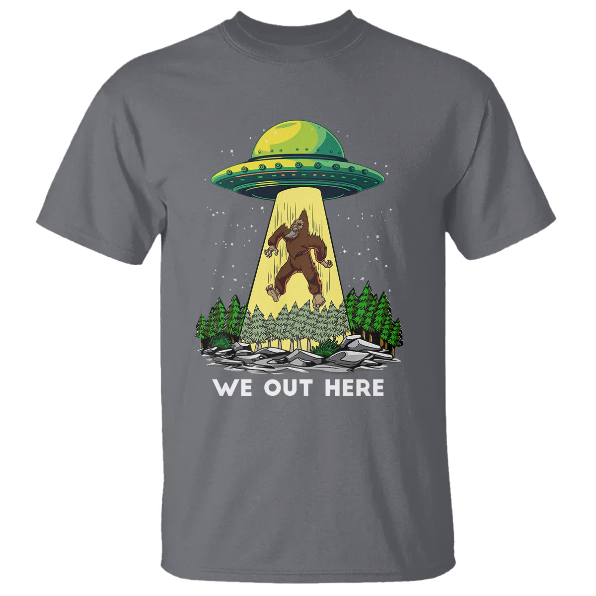 funny-bigfoot-and-ufo-we-out-here-sasquatch-t-shirt