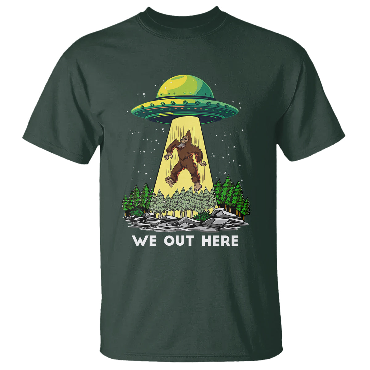 funny-bigfoot-and-ufo-we-out-here-sasquatch-t-shirt