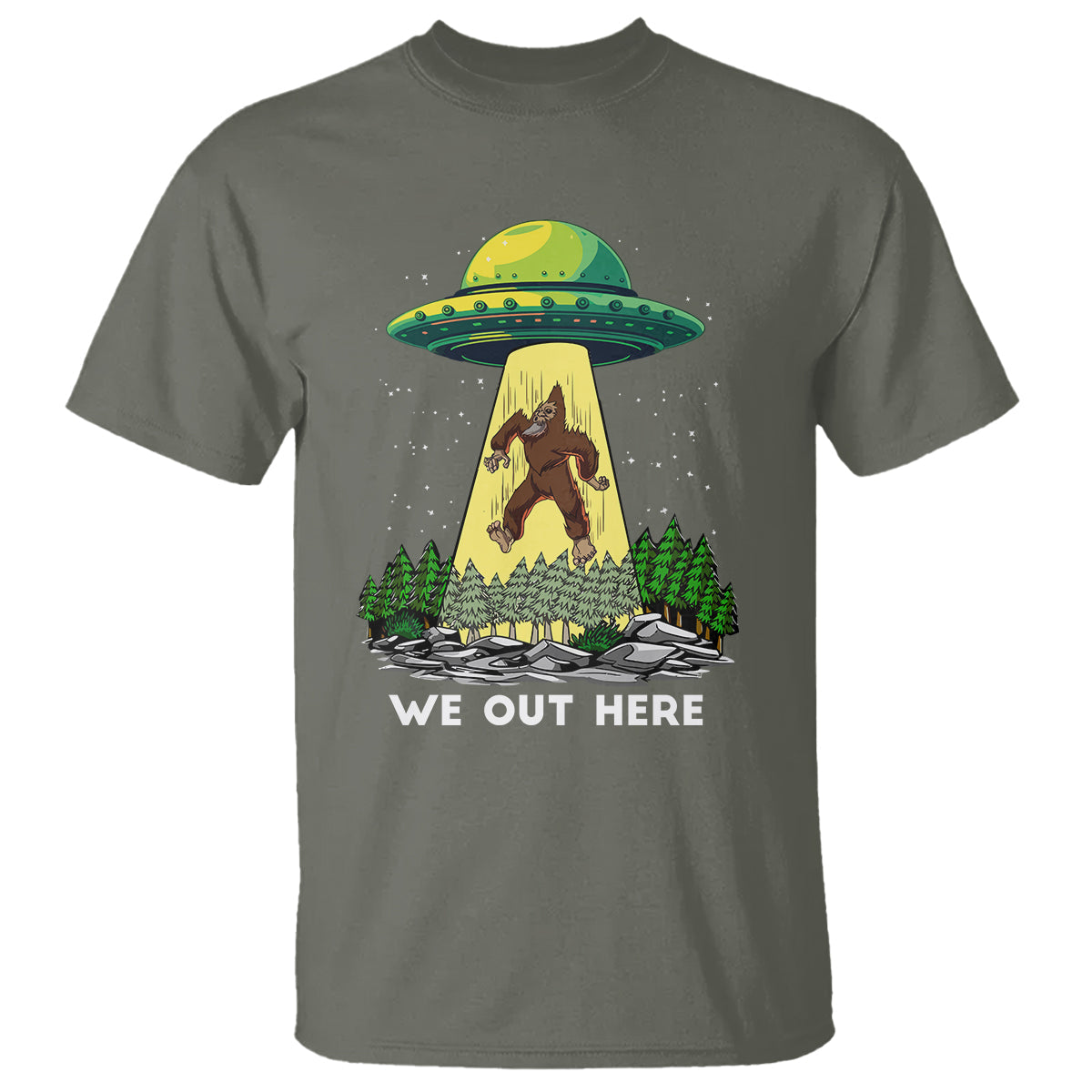 funny-bigfoot-and-ufo-we-out-here-sasquatch-t-shirt