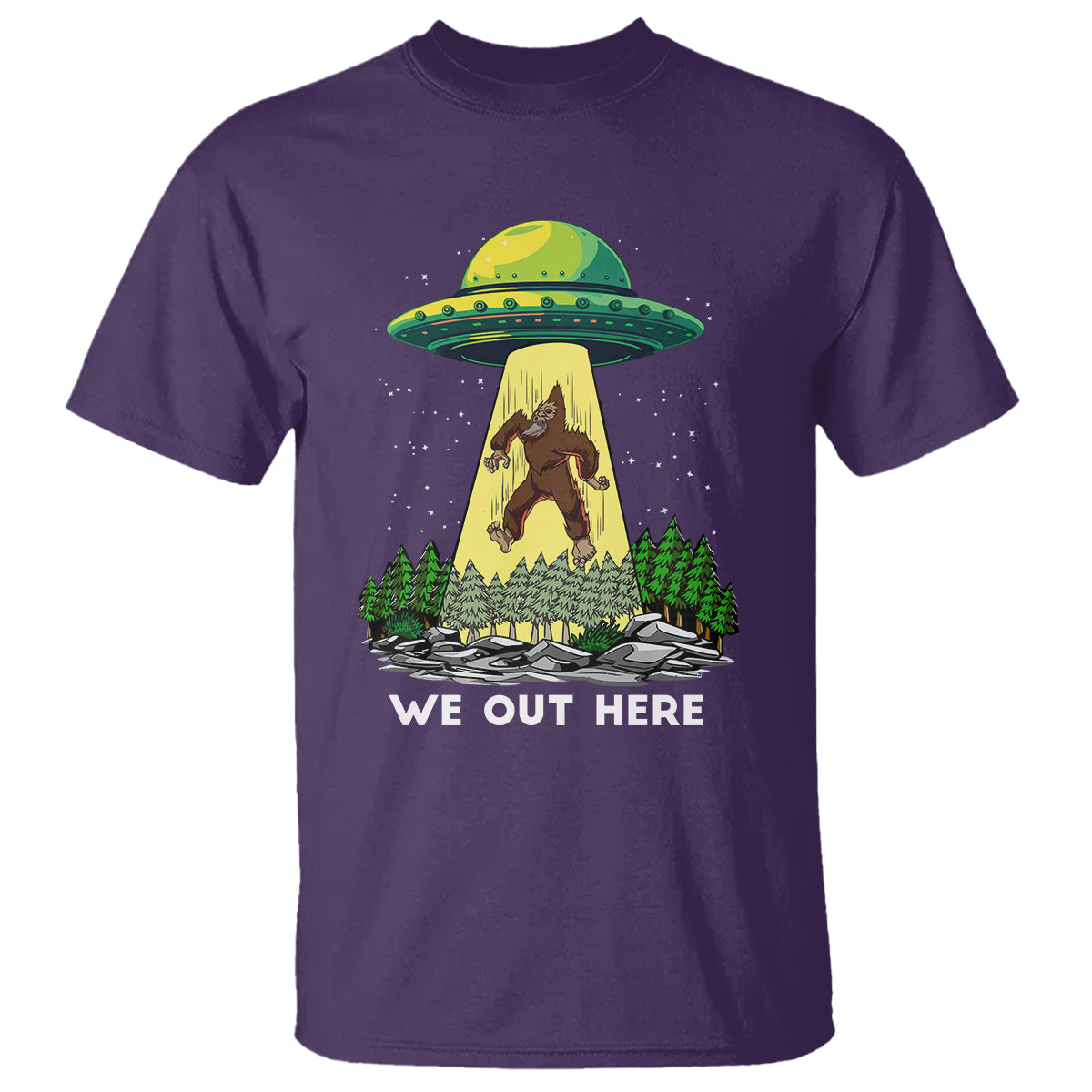 funny-bigfoot-and-ufo-we-out-here-sasquatch-t-shirt