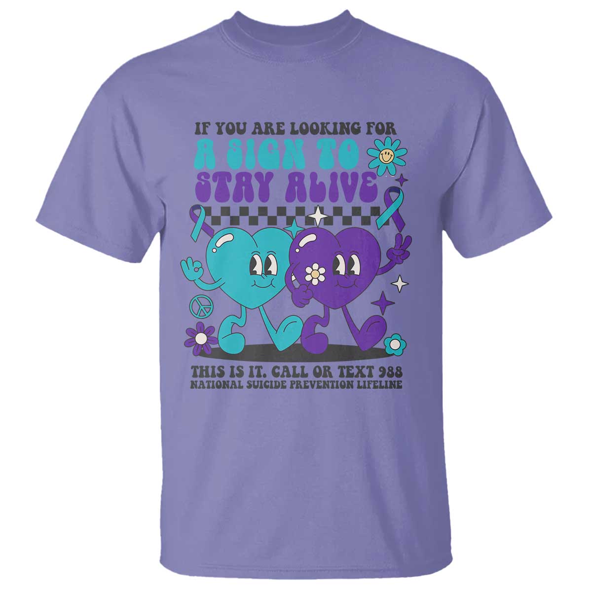 suicide-prevention-call-or-text-988-t-shirt-if-you-are-looking-for-a-sign-to-stay-groovy