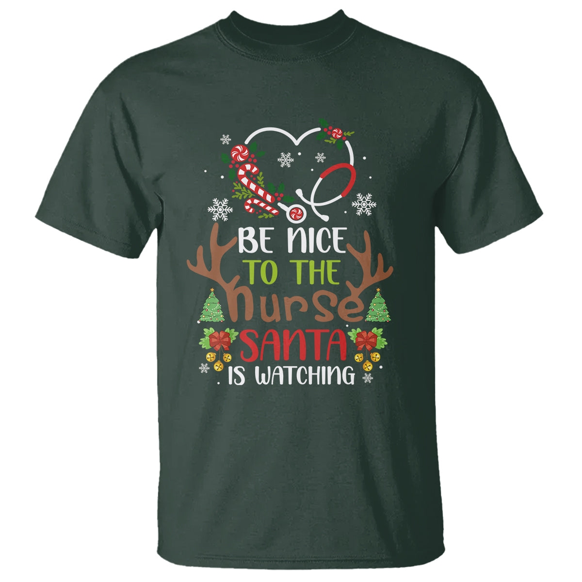 be-nice-to-the-nurse-santa-is-watching-funny-christmas-t-shirt