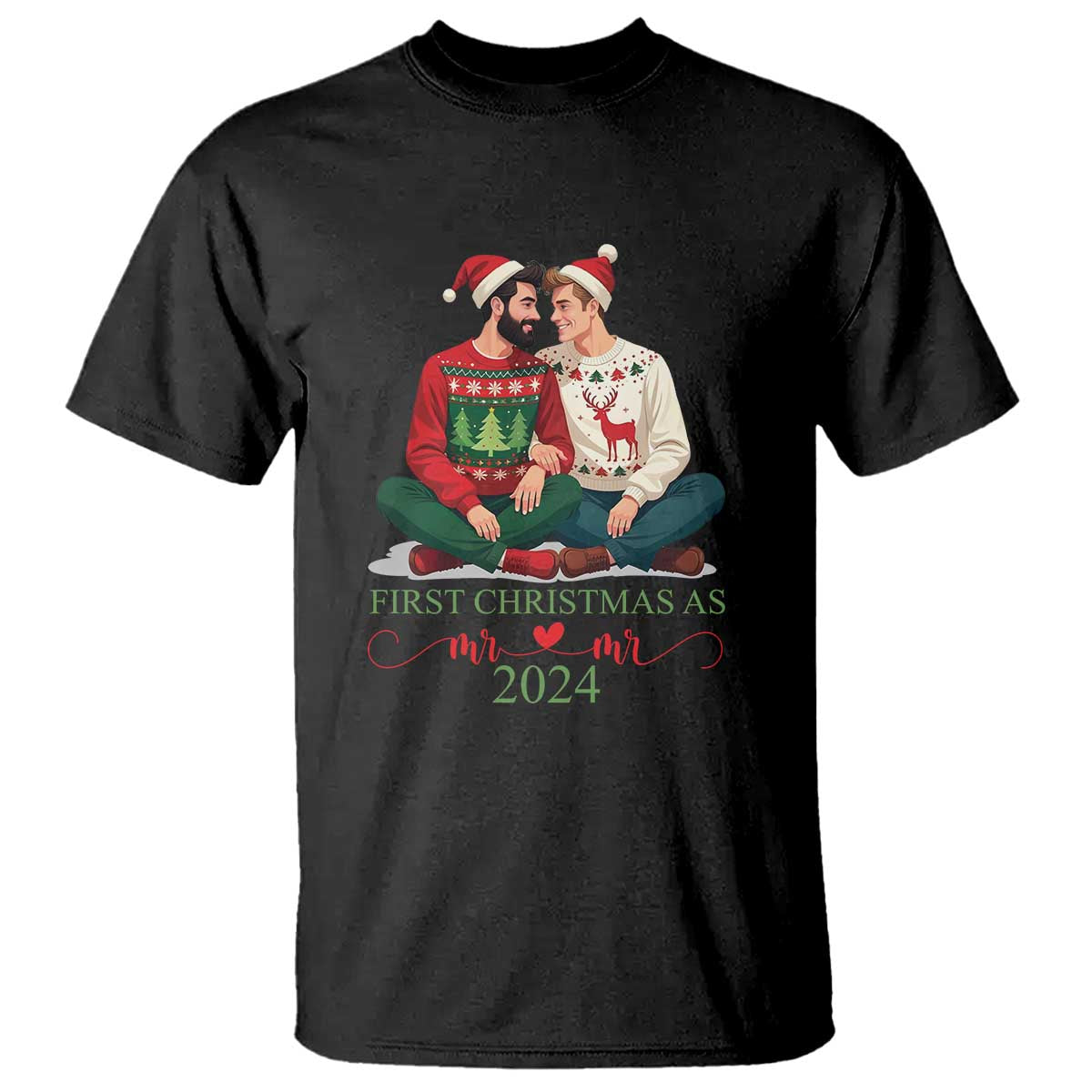 our-first-christmas-as-mr-mr-2024-t-shirt-lgbt-gay-couple-xmas