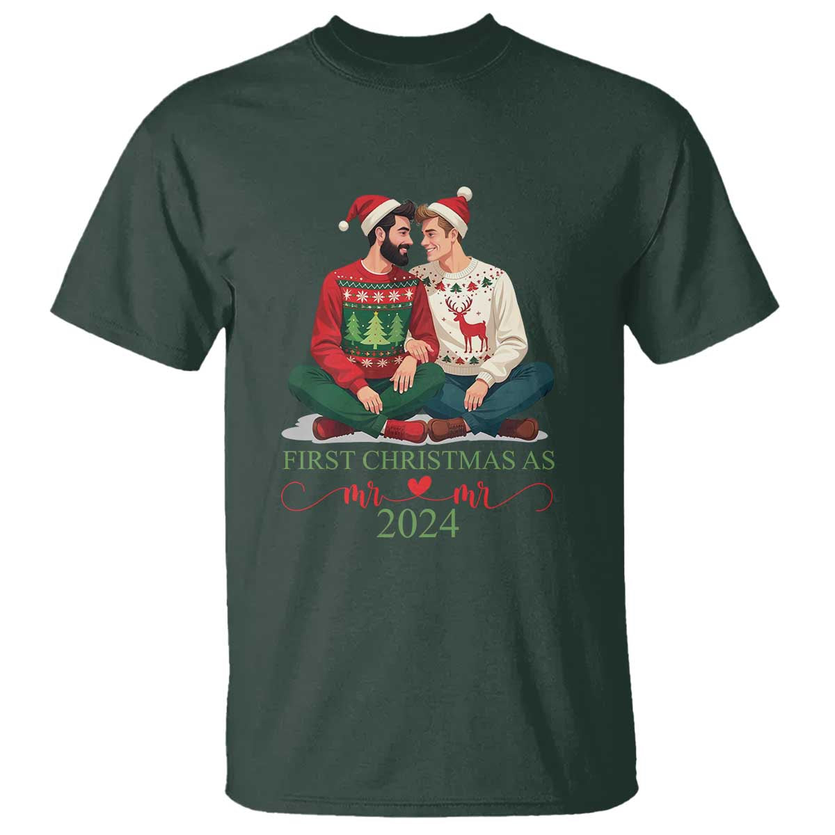 our-first-christmas-as-mr-mr-2024-t-shirt-lgbt-gay-couple-xmas