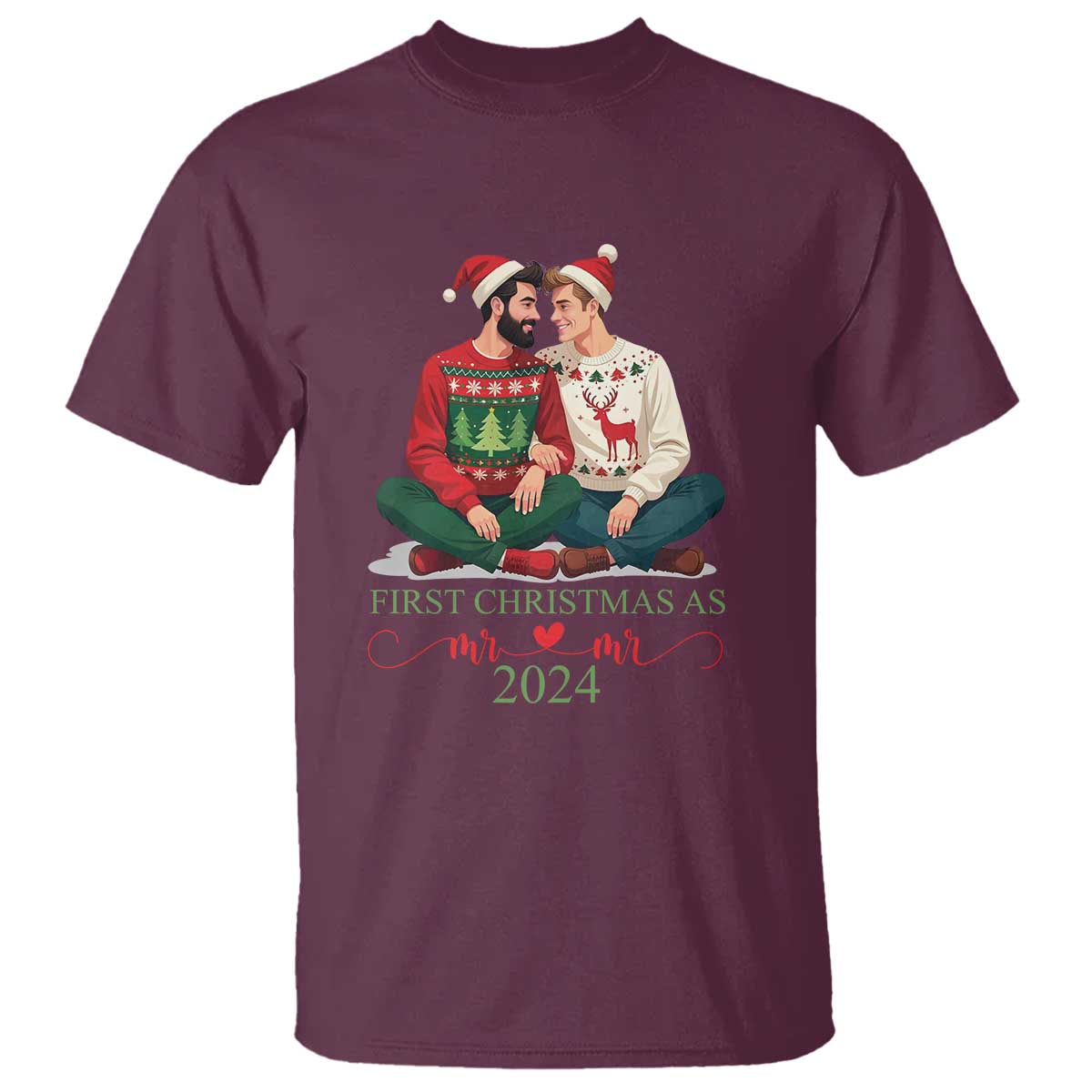 our-first-christmas-as-mr-mr-2024-t-shirt-lgbt-gay-couple-xmas