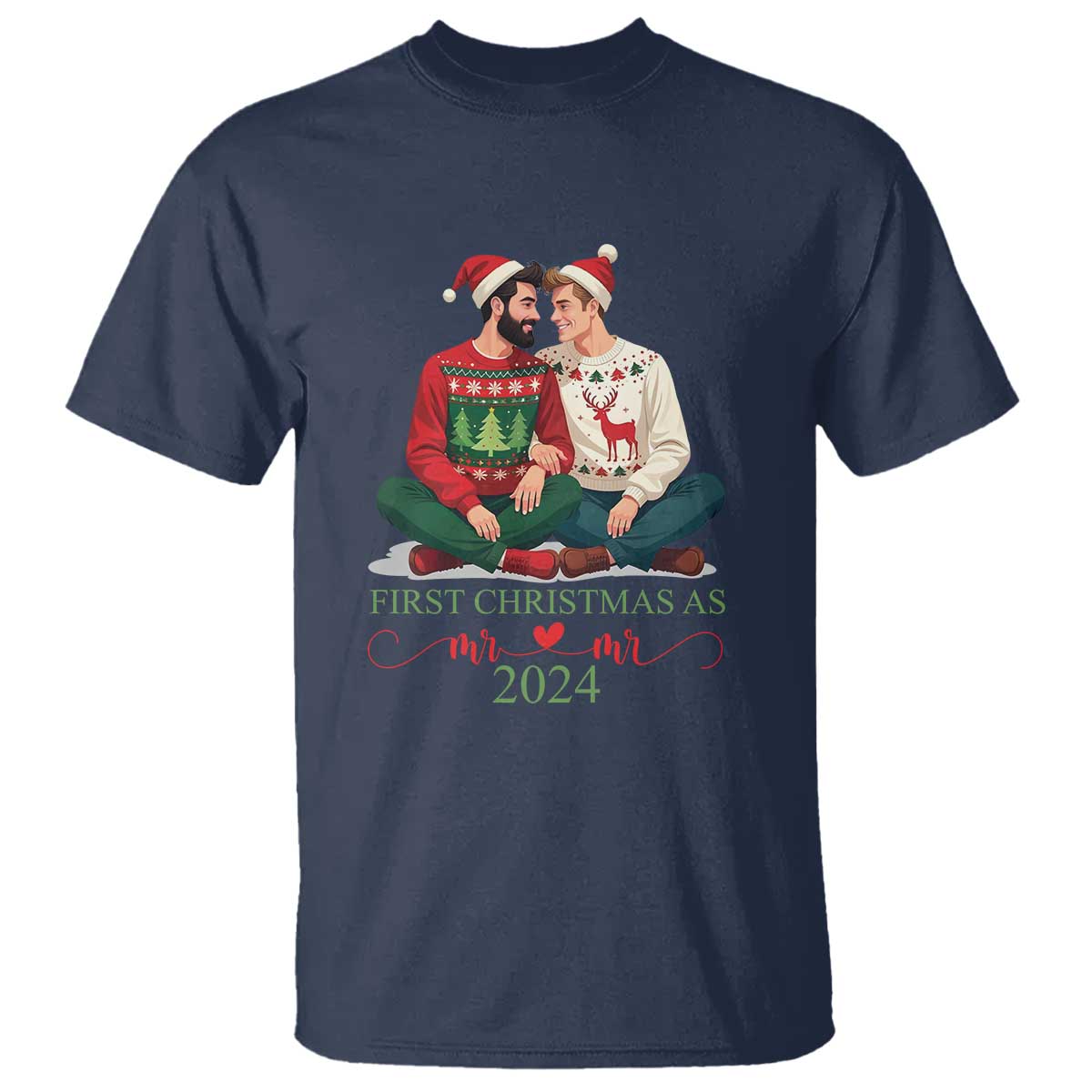 our-first-christmas-as-mr-mr-2024-t-shirt-lgbt-gay-couple-xmas