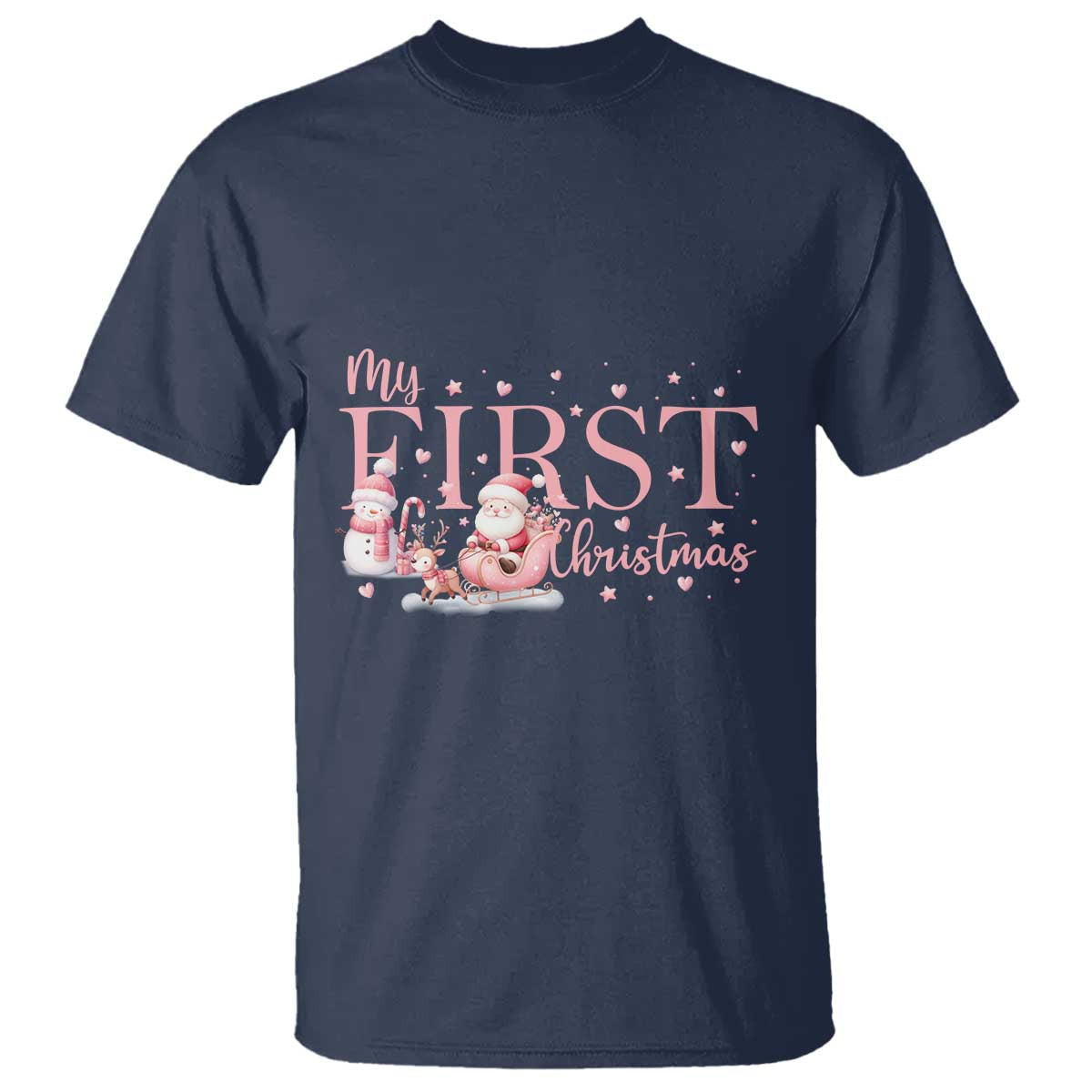 cute-first-christmas-t-shirt-pink-santa-snowman