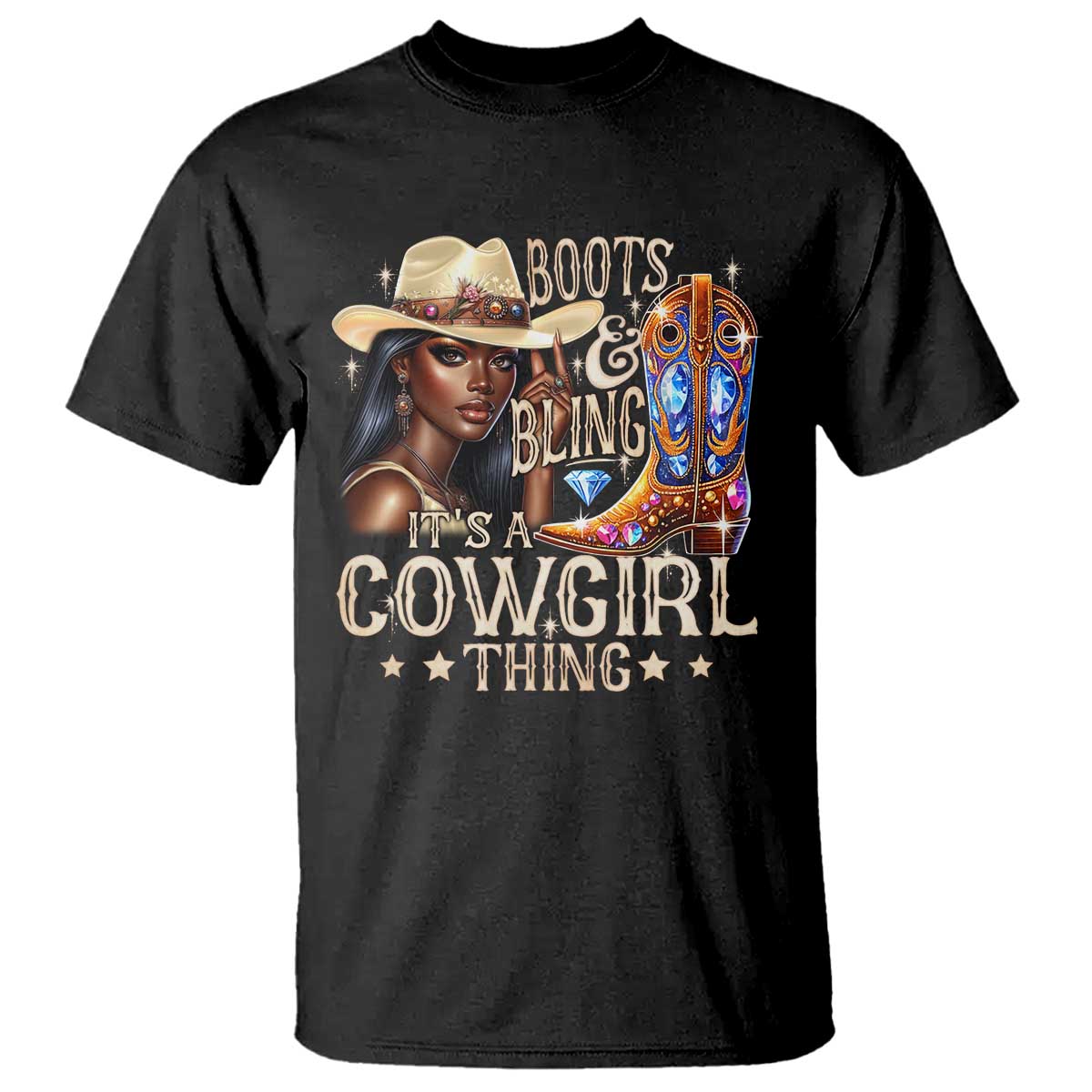 cowgirl-t-shirt-boots-bling-its-a-cowgirl-thing-melanin-rodeo
