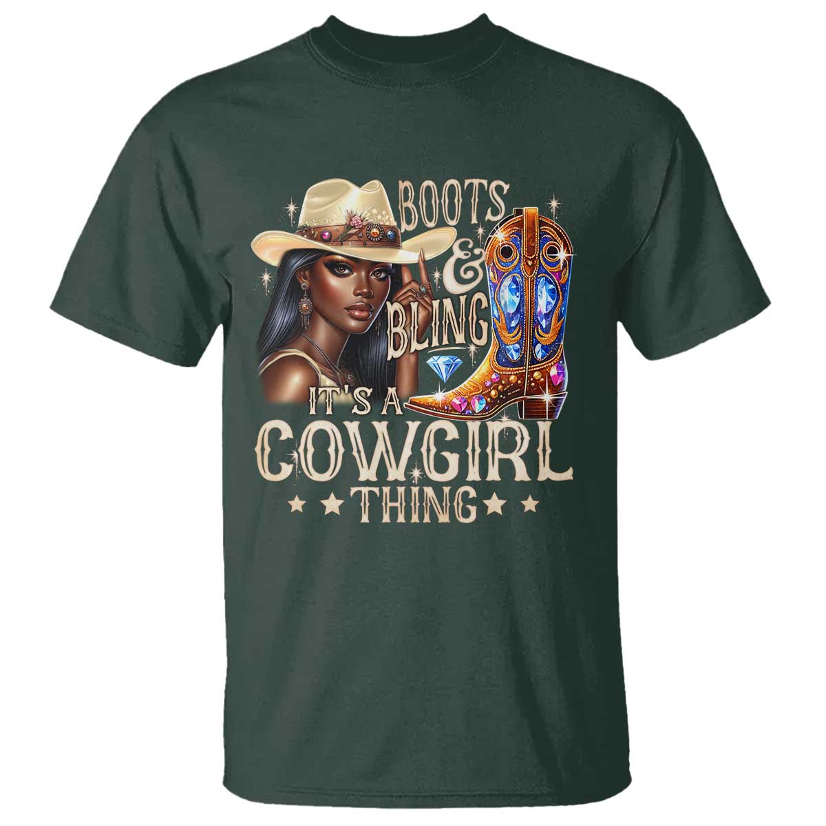 cowgirl-t-shirt-boots-bling-its-a-cowgirl-thing-melanin-rodeo