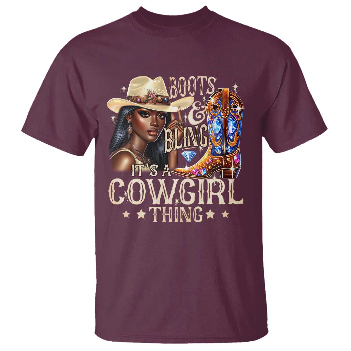 cowgirl-t-shirt-boots-bling-its-a-cowgirl-thing-melanin-rodeo
