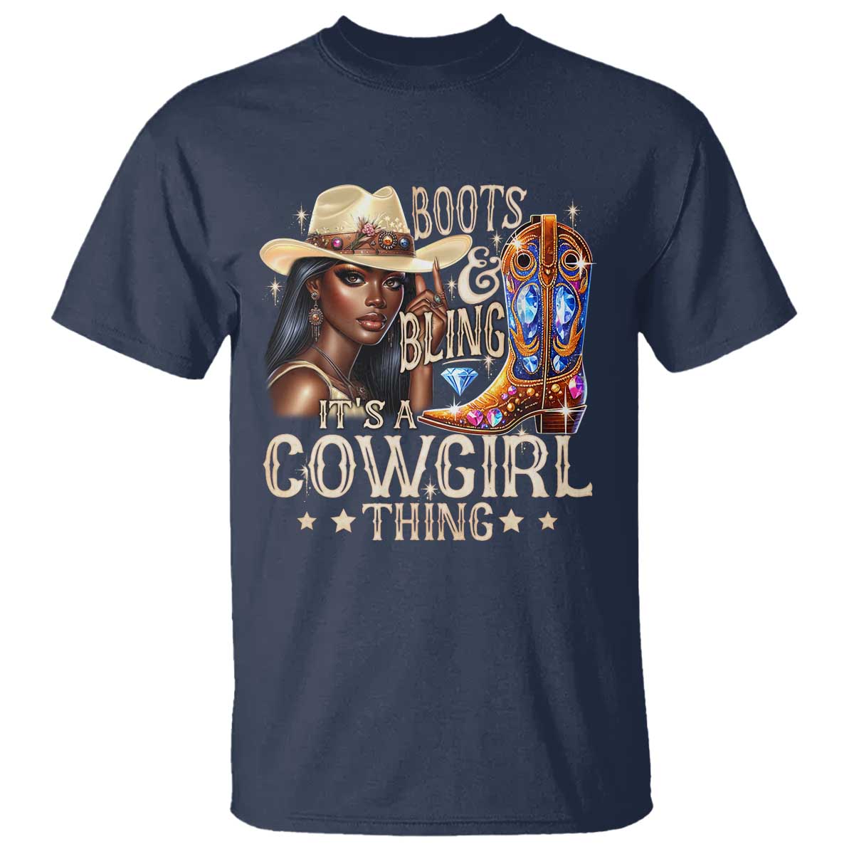 cowgirl-t-shirt-boots-bling-its-a-cowgirl-thing-melanin-rodeo