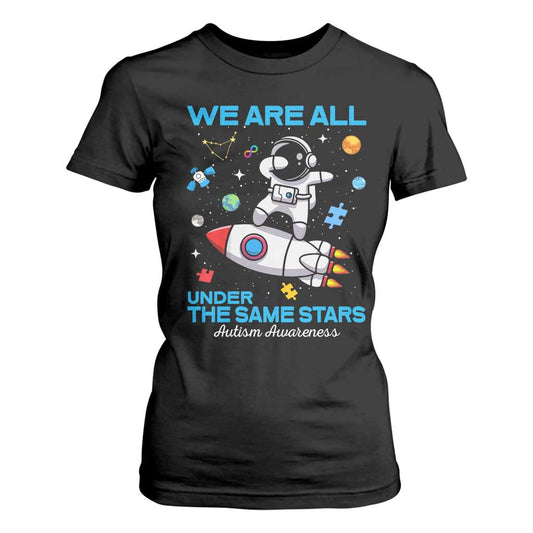 Autism Acceptance T Shirt For Women We Are All Under The Same Stars