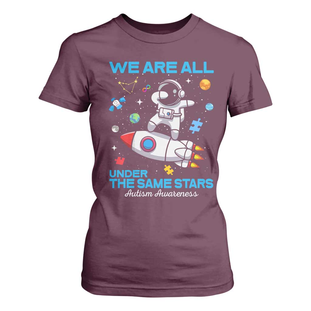 Autism Acceptance T Shirt For Women We Are All Under The Same Stars