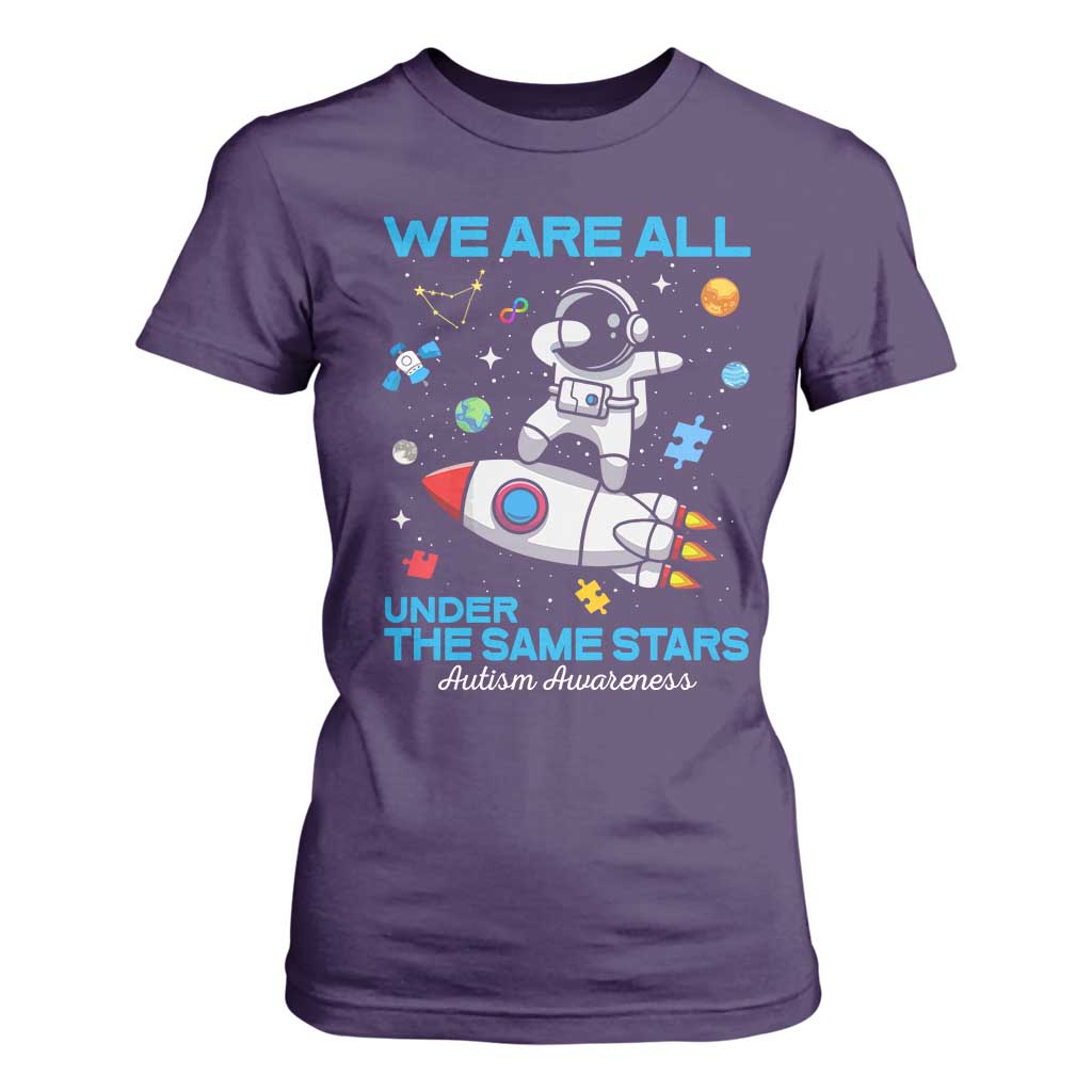 Autism Acceptance T Shirt For Women We Are All Under The Same Stars