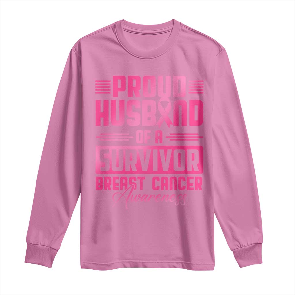 Husband Of A Warrior Breast Cancer Warrior Long Sleeve Shirt Wife Support Squad