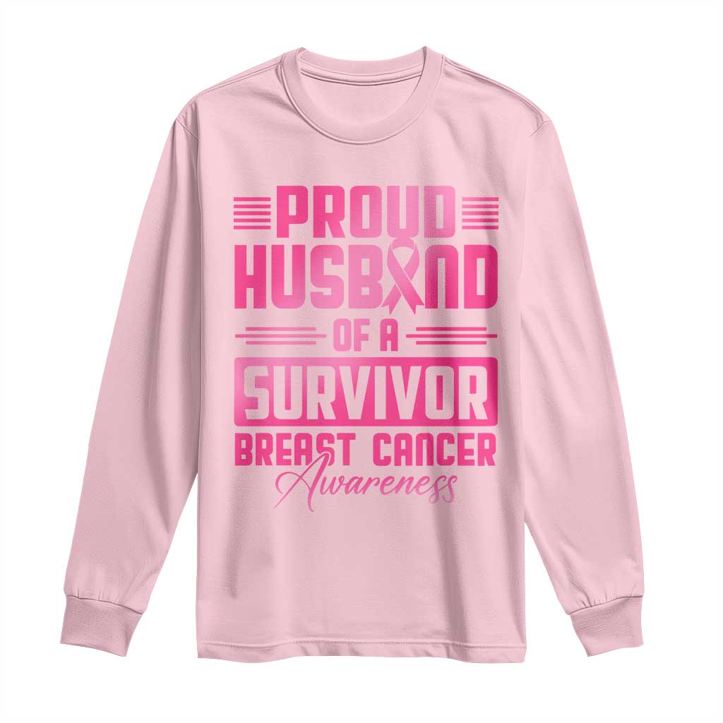 Husband Of A Warrior Breast Cancer Warrior Long Sleeve Shirt Wife Support Squad