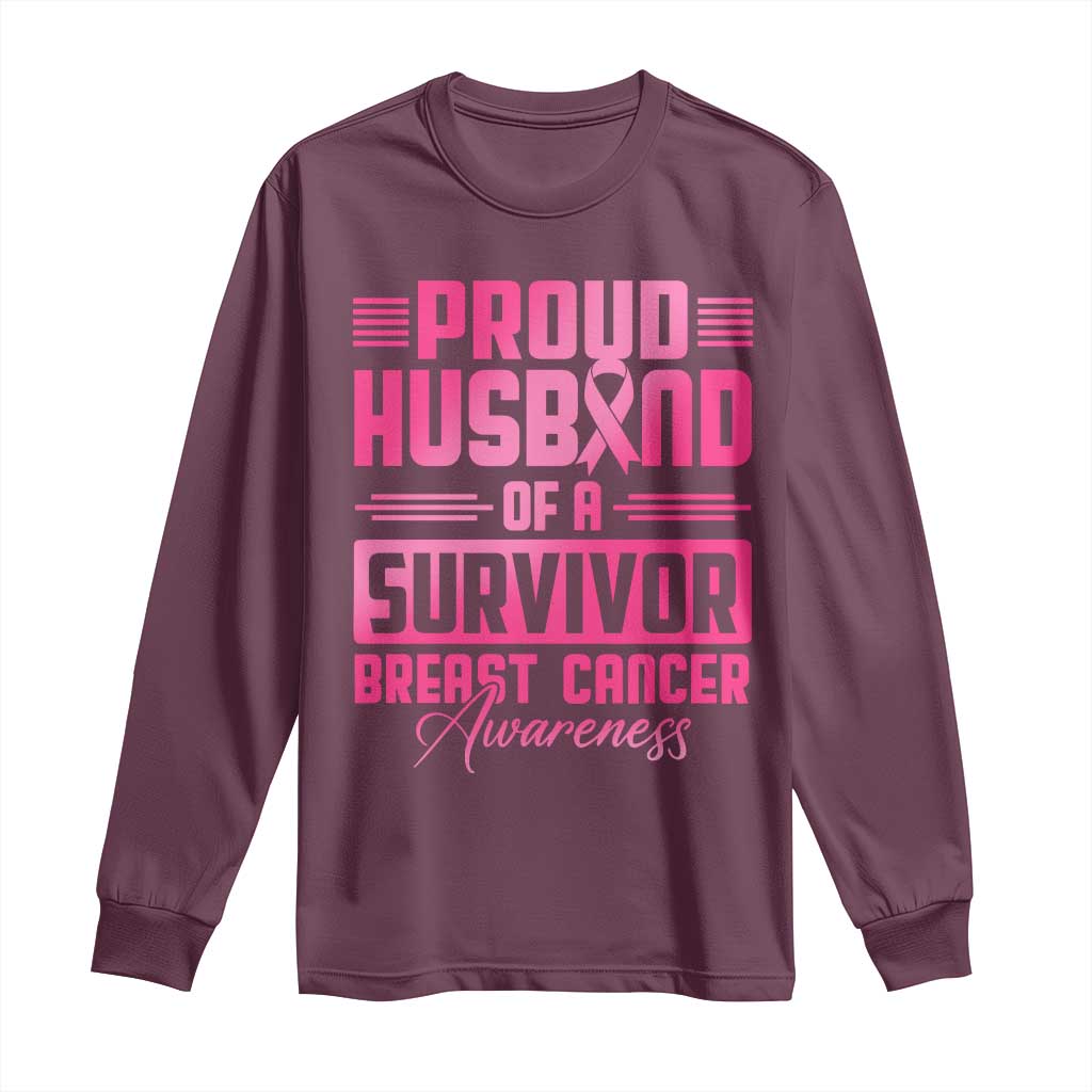 Husband Of A Warrior Breast Cancer Warrior Long Sleeve Shirt Wife Support Squad