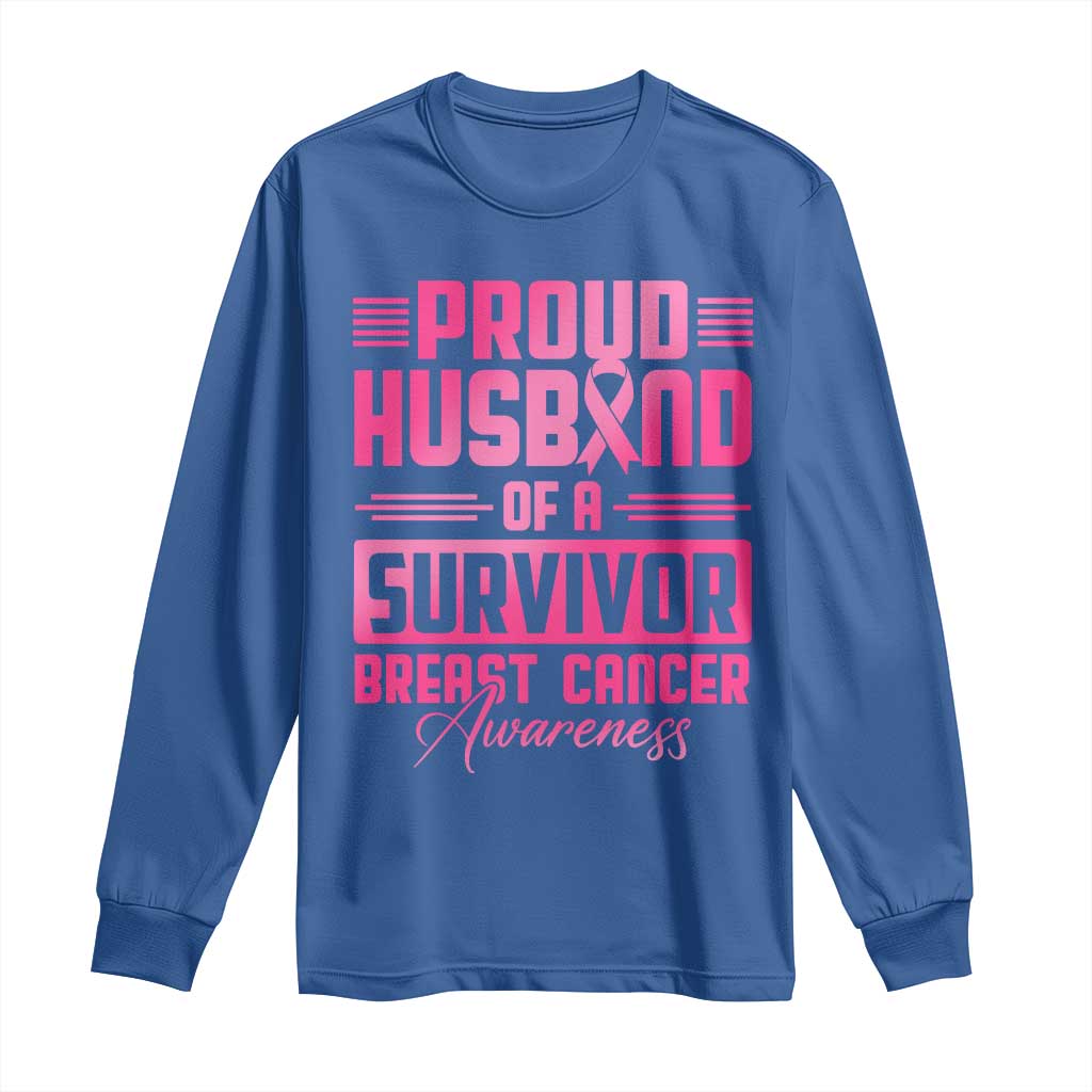 Husband Of A Warrior Breast Cancer Warrior Long Sleeve Shirt Wife Support Squad