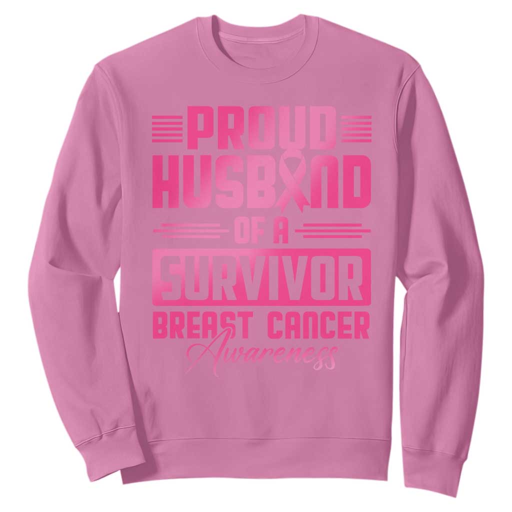 Husband Of A Warrior Breast Cancer Warrior Sweatshirt Wife Support Squad