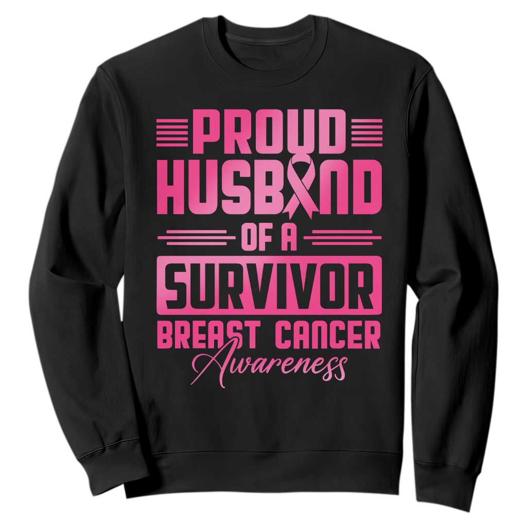Husband Of A Warrior Breast Cancer Warrior Sweatshirt Wife Support Squad
