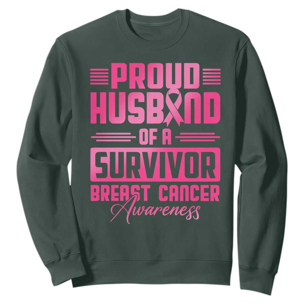 Husband Of A Warrior Breast Cancer Warrior Sweatshirt Wife Support Squad