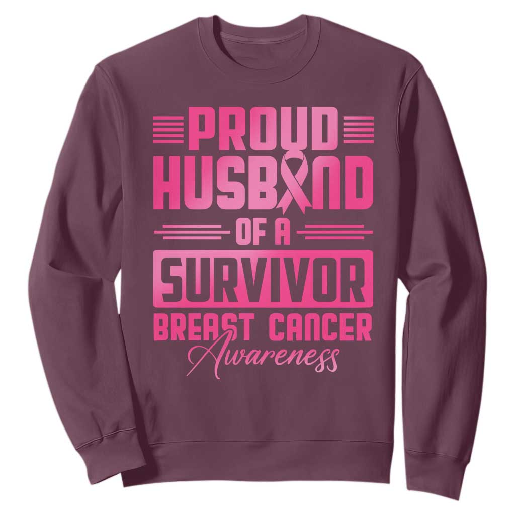 Husband Of A Warrior Breast Cancer Warrior Sweatshirt Wife Support Squad