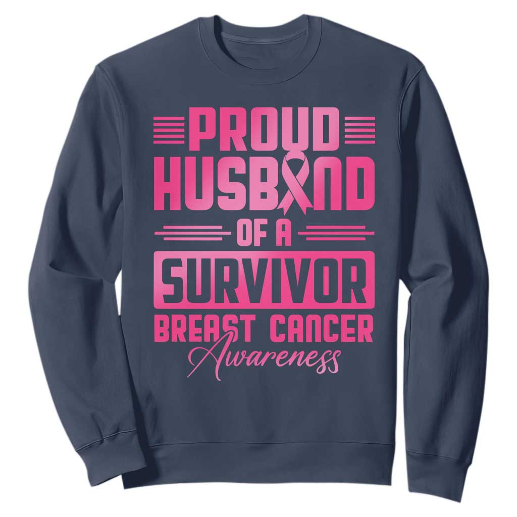 Husband Of A Warrior Breast Cancer Warrior Sweatshirt Wife Support Squad