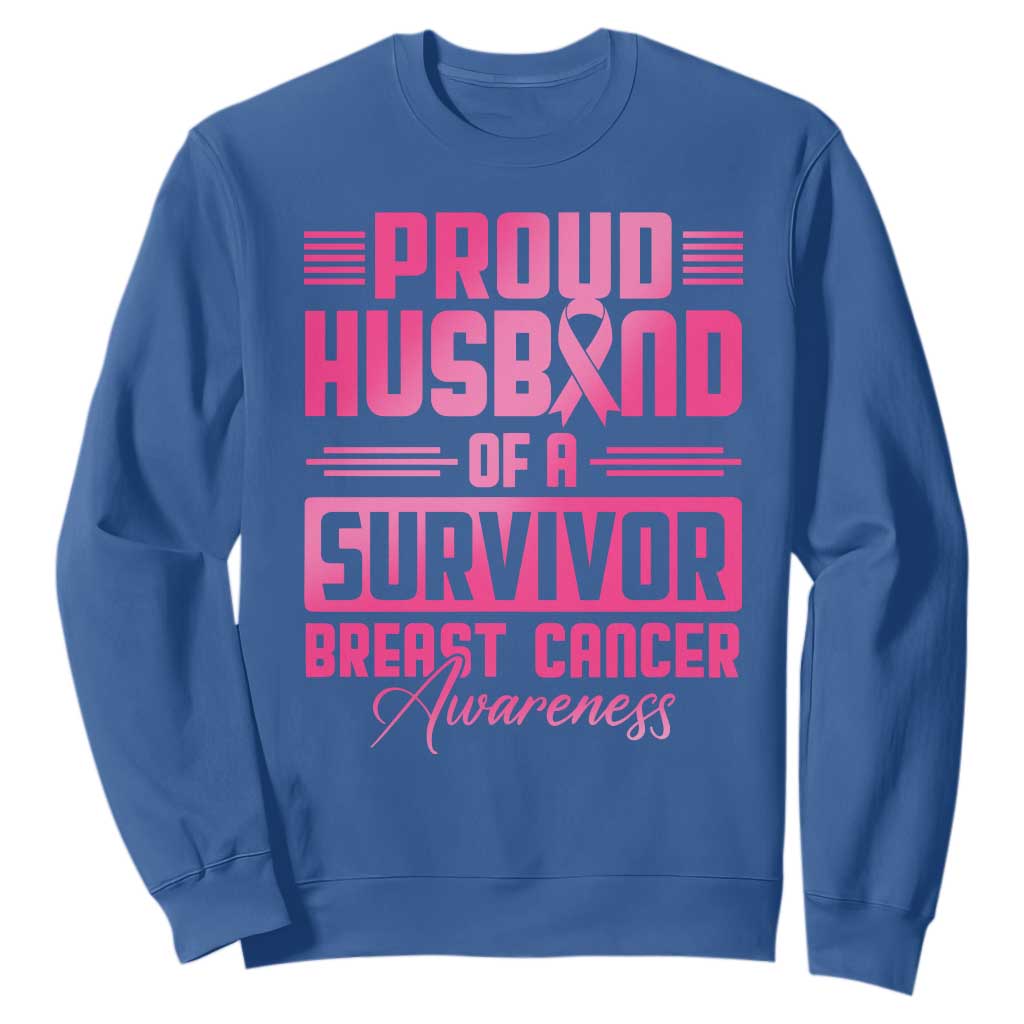 Husband Of A Warrior Breast Cancer Warrior Sweatshirt Wife Support Squad
