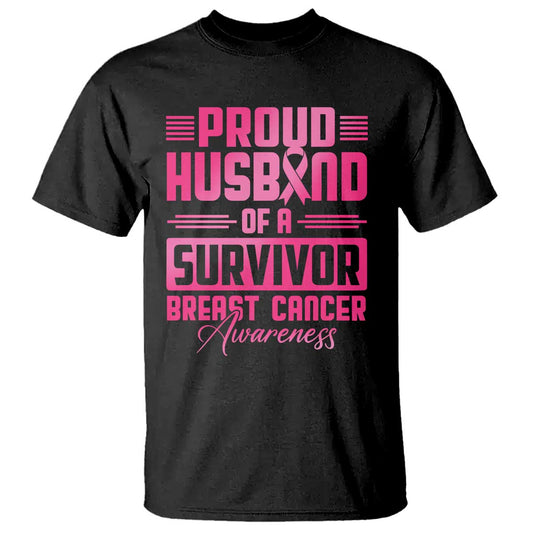 Husband Of A Warrior Breast Cancer Warrior T Shirt Wife Support Squad