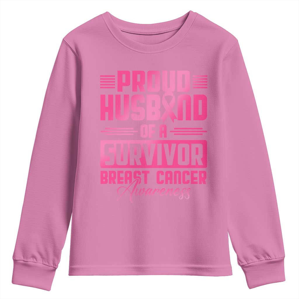 Husband Of A Warrior Breast Cancer Warrior Youth Sweatshirt Wife Support Squad