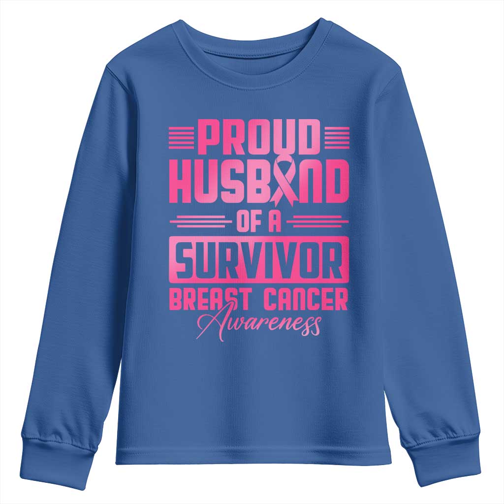 Husband Of A Warrior Breast Cancer Warrior Youth Sweatshirt Wife Support Squad