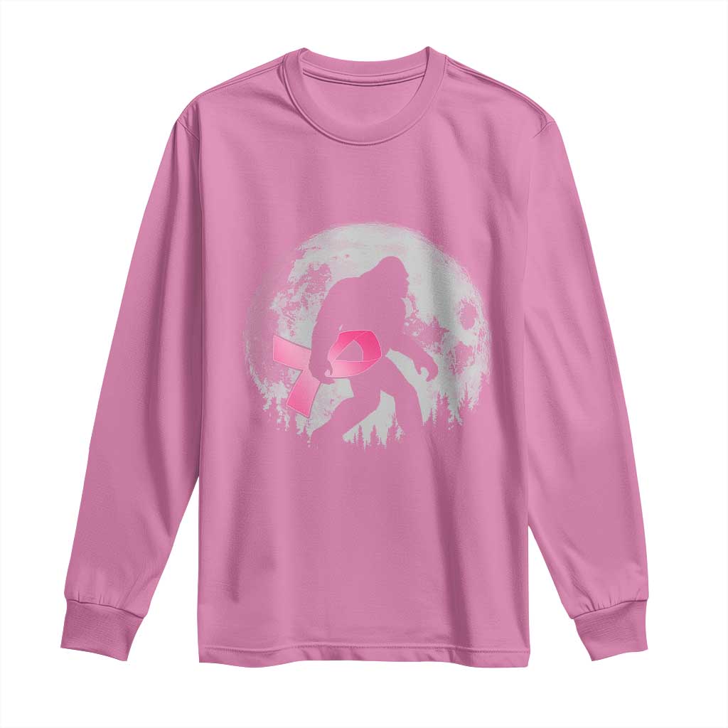 Bigfoot Pink Ribbon Breast Cancer Support Long Sleeve Shirt