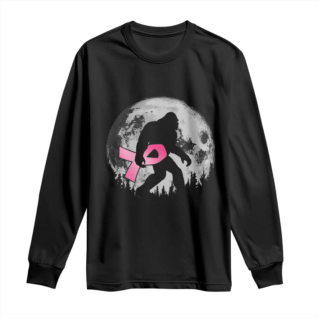 Bigfoot Pink Ribbon Breast Cancer Support Long Sleeve Shirt