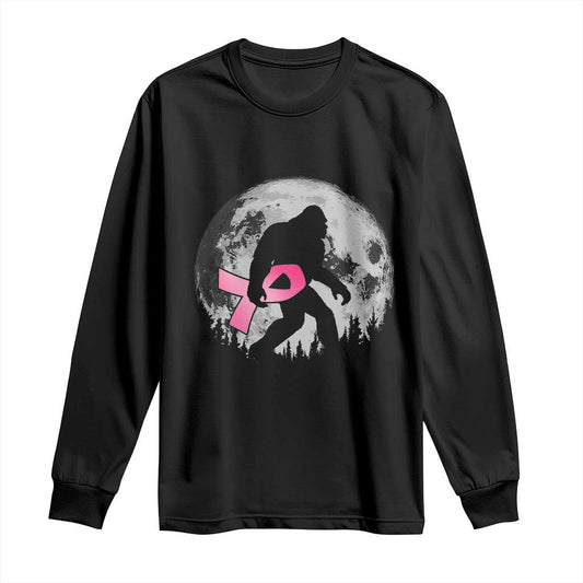 Bigfoot Pink Ribbon Breast Cancer Support Long Sleeve Shirt