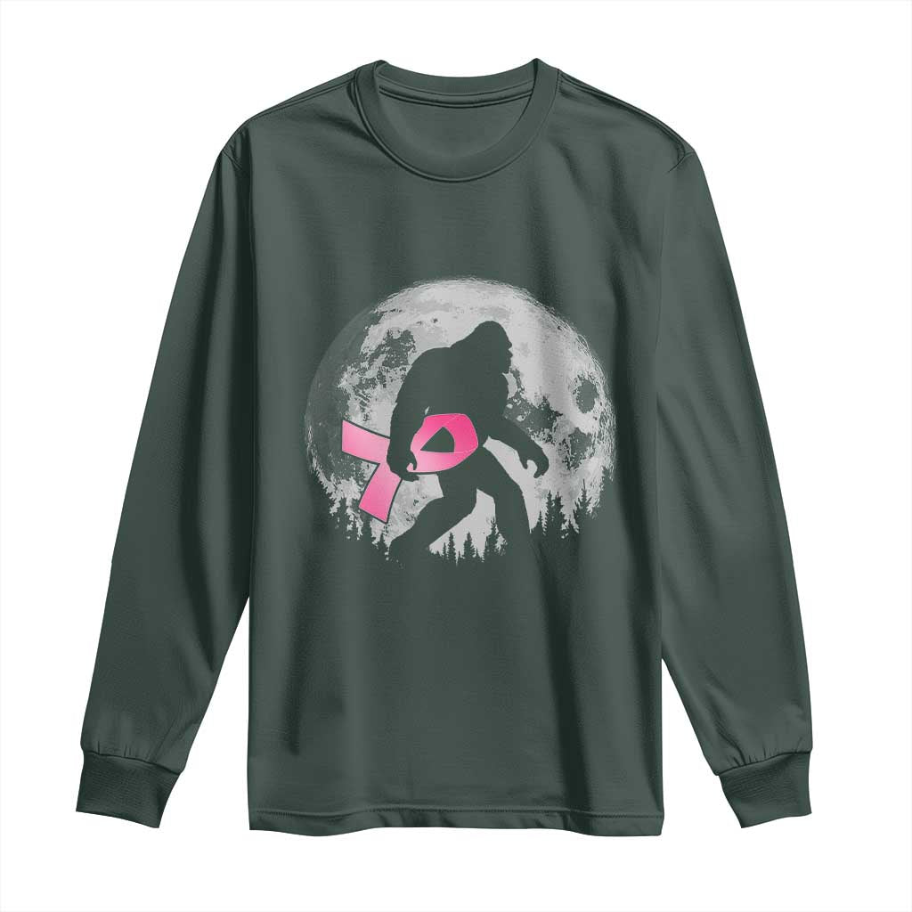 Bigfoot Pink Ribbon Breast Cancer Support Long Sleeve Shirt