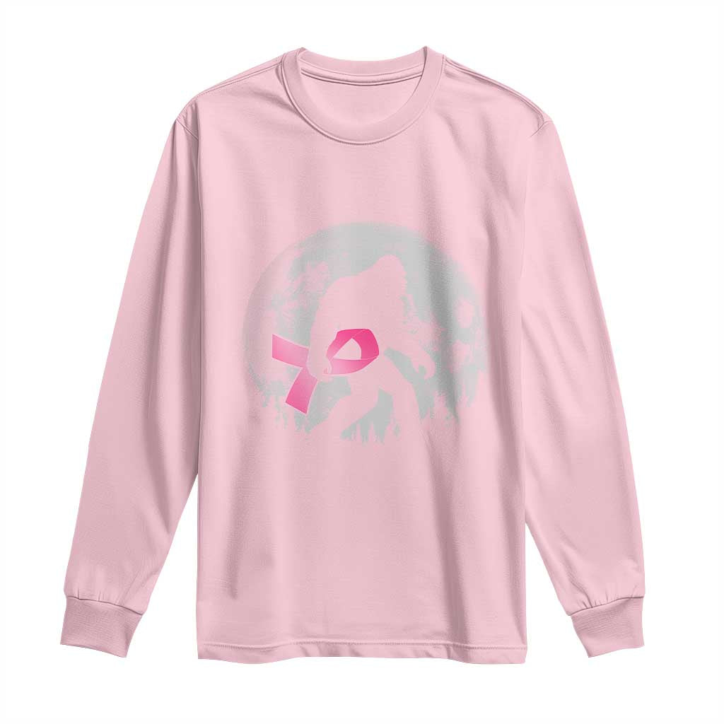 Bigfoot Pink Ribbon Breast Cancer Support Long Sleeve Shirt