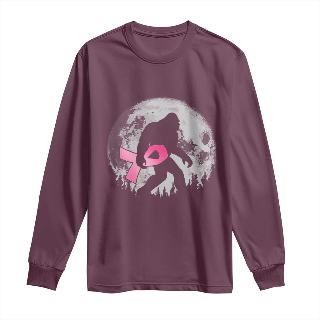 Bigfoot Pink Ribbon Breast Cancer Support Long Sleeve Shirt