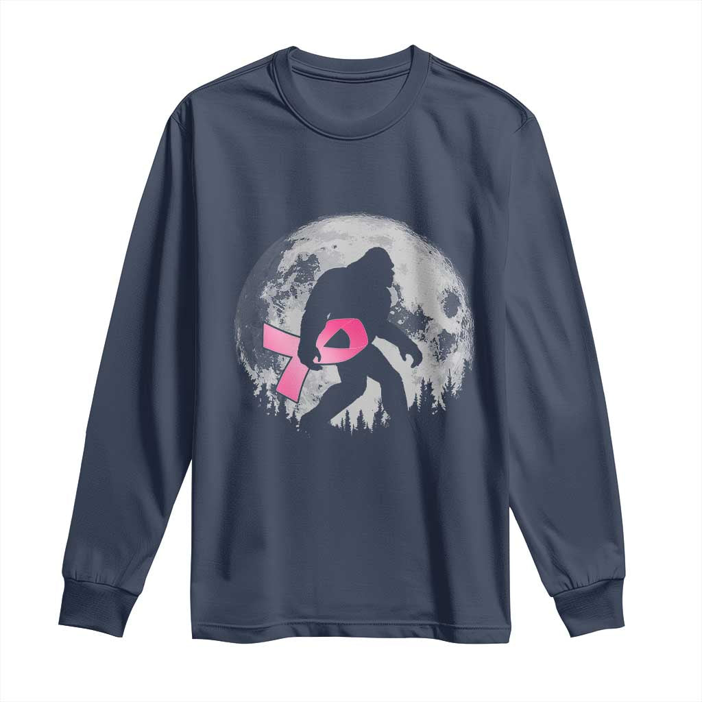 Bigfoot Pink Ribbon Breast Cancer Support Long Sleeve Shirt