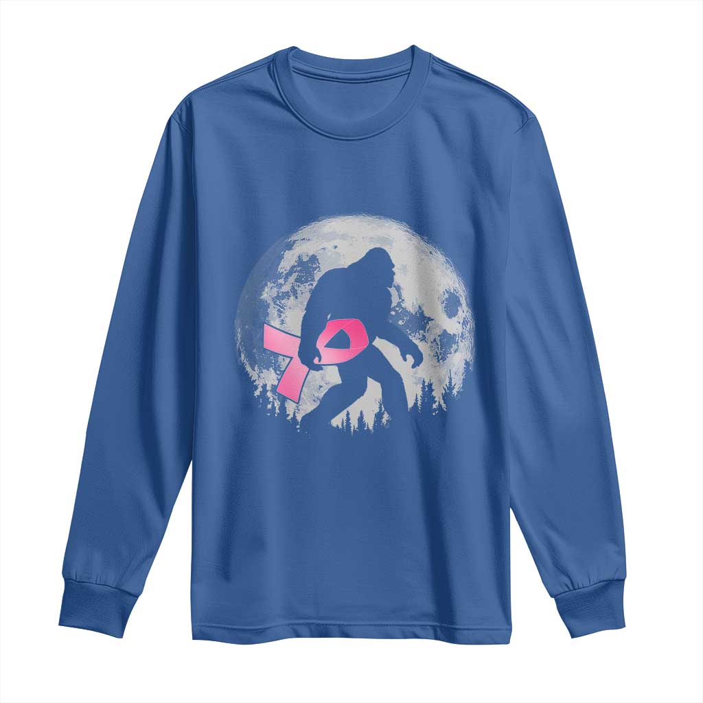 Bigfoot Pink Ribbon Breast Cancer Support Long Sleeve Shirt