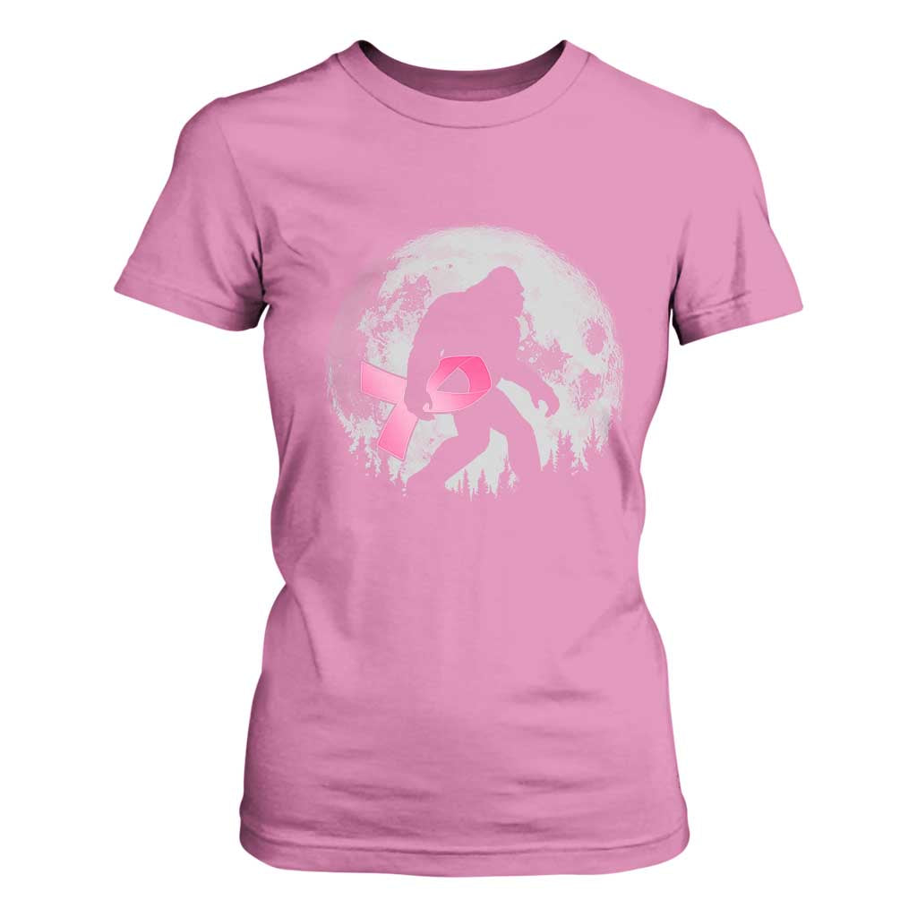 Bigfoot Pink Ribbon Breast Cancer Support T Shirt For Women