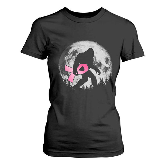 Bigfoot Pink Ribbon Breast Cancer Support T Shirt For Women