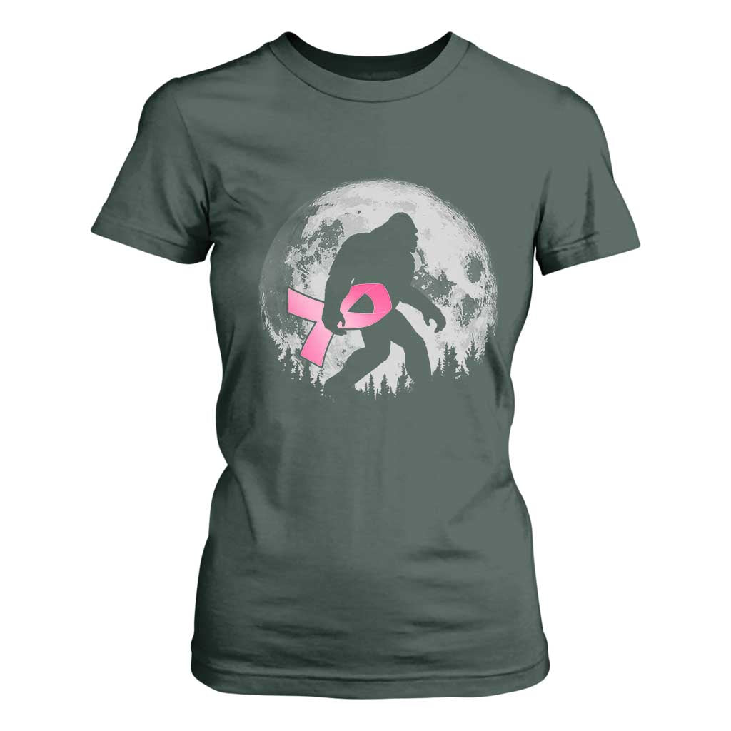 Bigfoot Pink Ribbon Breast Cancer Support T Shirt For Women