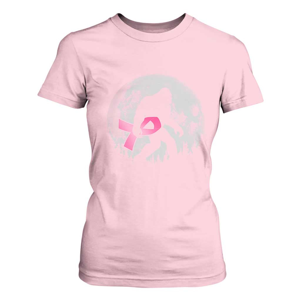 Bigfoot Pink Ribbon Breast Cancer Support T Shirt For Women