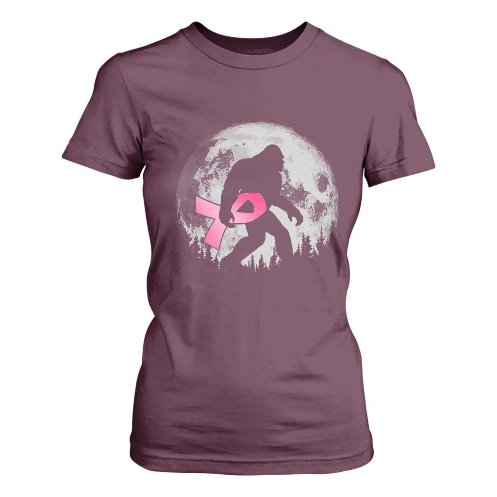 Bigfoot Pink Ribbon Breast Cancer Support T Shirt For Women
