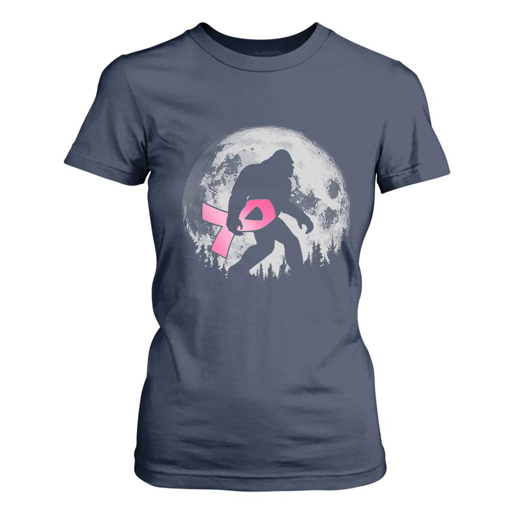 Bigfoot Pink Ribbon Breast Cancer Support T Shirt For Women