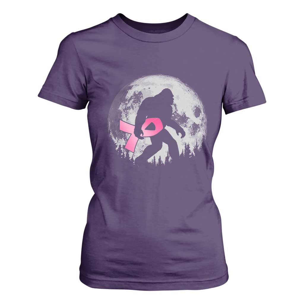 Bigfoot Pink Ribbon Breast Cancer Support T Shirt For Women