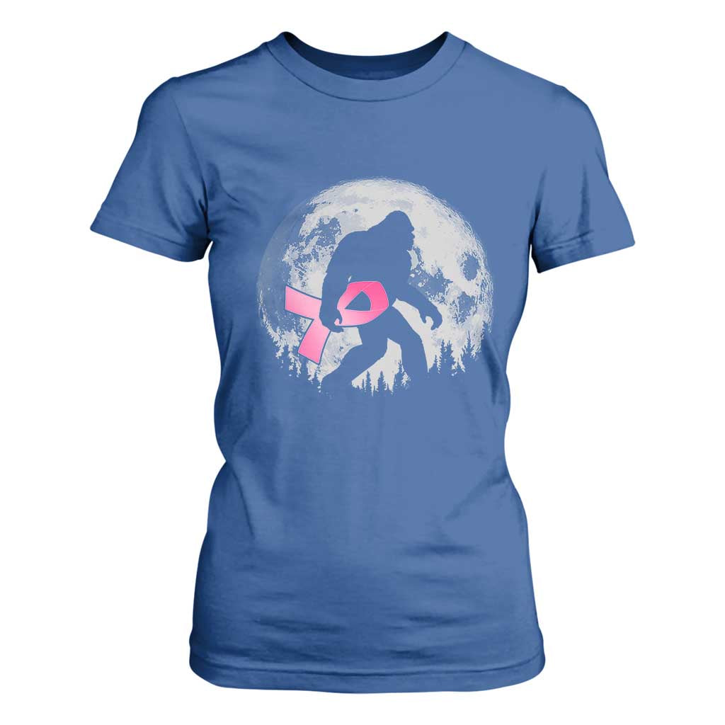 Bigfoot Pink Ribbon Breast Cancer Support T Shirt For Women